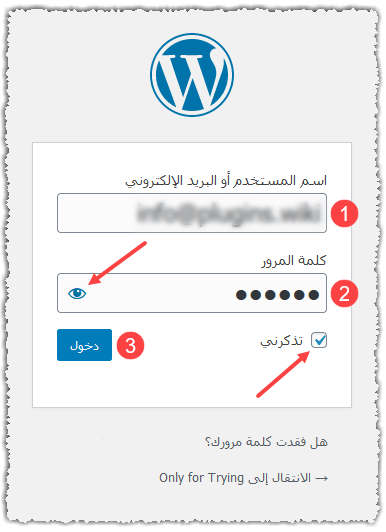 تسجيل دخول موقع ووردبريس